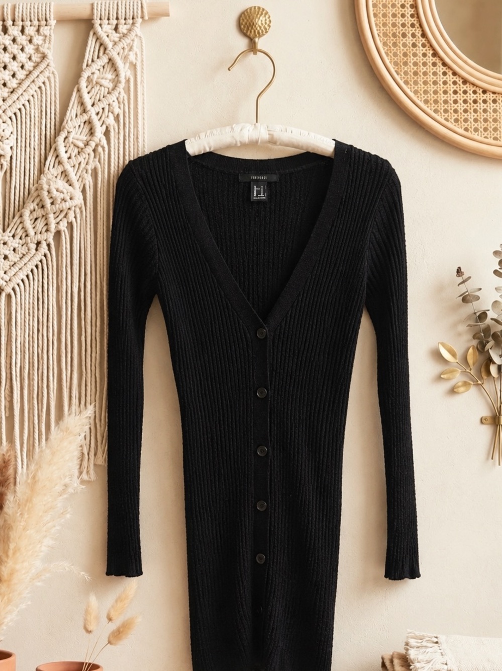 Forever 21 Ribbed Long Sleeve Button Up Sweater Cardigan/Dress